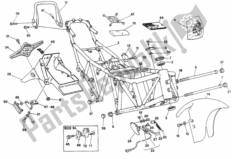 All parts for the Frame Fm 012262 of the Ducati Supersport 900 SS USA 1991